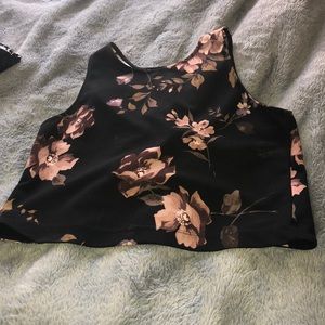 Black floral print 2 piece set